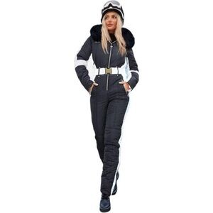 Women's Winter Ski Suit Waterproof Snowsuit Fur Collar Ski Jumpsuit Coat
